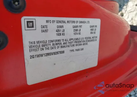 1997 Chevrolet Monte Carlo Ls z USA, uszkodzony, nr VIN 2G1WW12M3V9287838